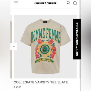 Homme+Femme Collegiate Varsity Tee Slate